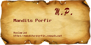 Mandits Porfir névjegykártya